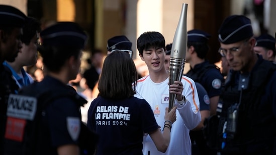 BTS' Jin Carries Olympic Torch Ahead of 2024 Paris Olympics: See Pics and Video